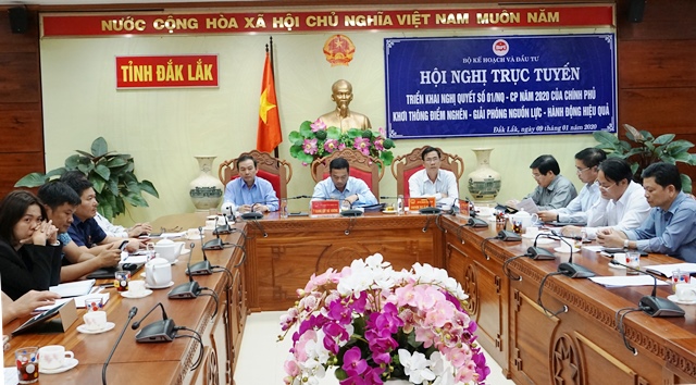 Các đại biểu tham dự Hội nghị tại điểm cầu Đắk Lắk.