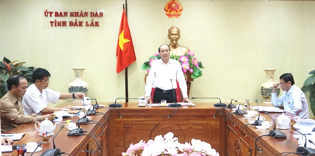 Chủ tịch UBND tỉnh Phạm Ngọc Nghị phát biểu tại cuộc họp.
